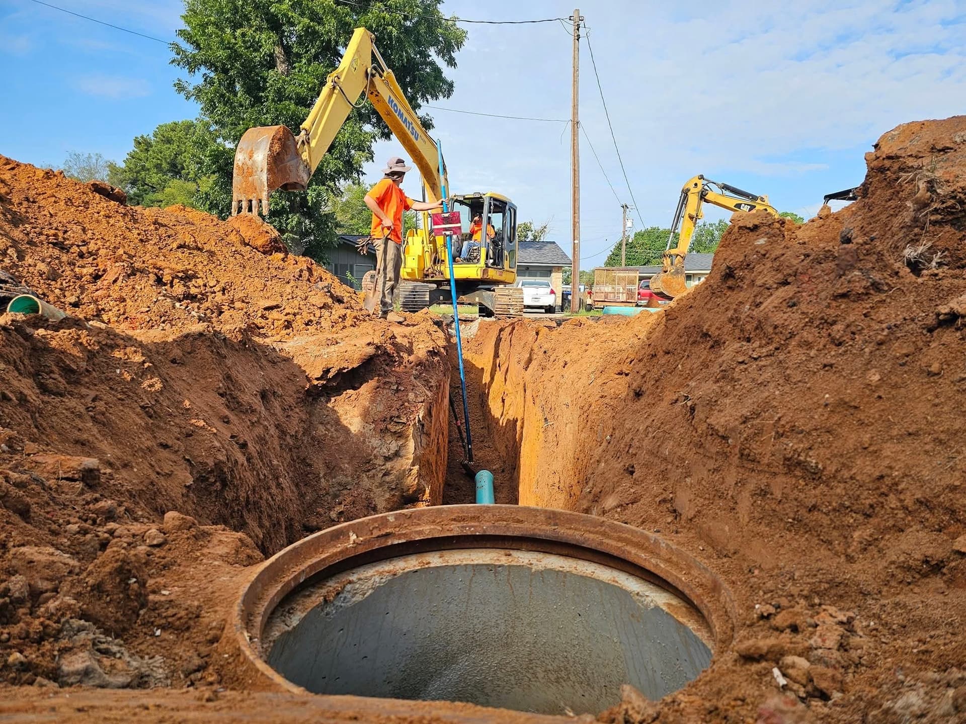 Water & Sewer Infrastructure crew on active jobsite in East Texas